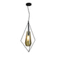 EQ Light Itzia 13" Black Rhombus Pendant Light With Amber Glass Shade
