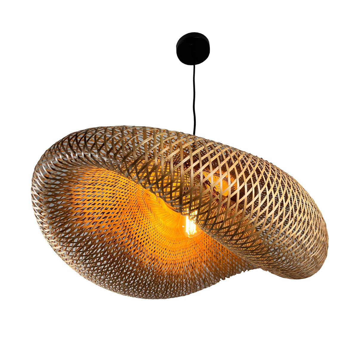 EQ Light Ixquic 27" Natural Bamboo Geometric Pendant