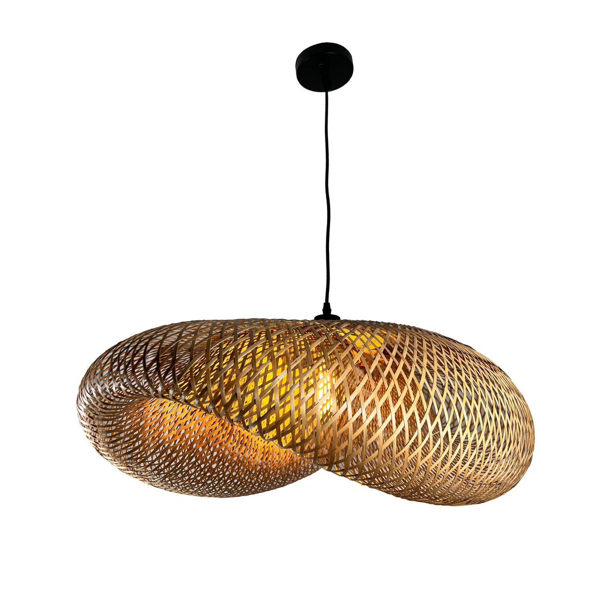 EQ Light Ixquic 27" Natural Bamboo Geometric Pendant