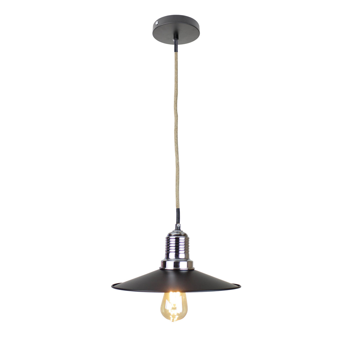 EQ Light Ixtab 12" Black Industrial Pendant Light