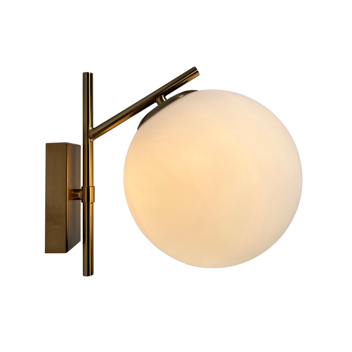 EQ Light Kinich 11" Satin Brass Wall Sconce With White Globe Shade
