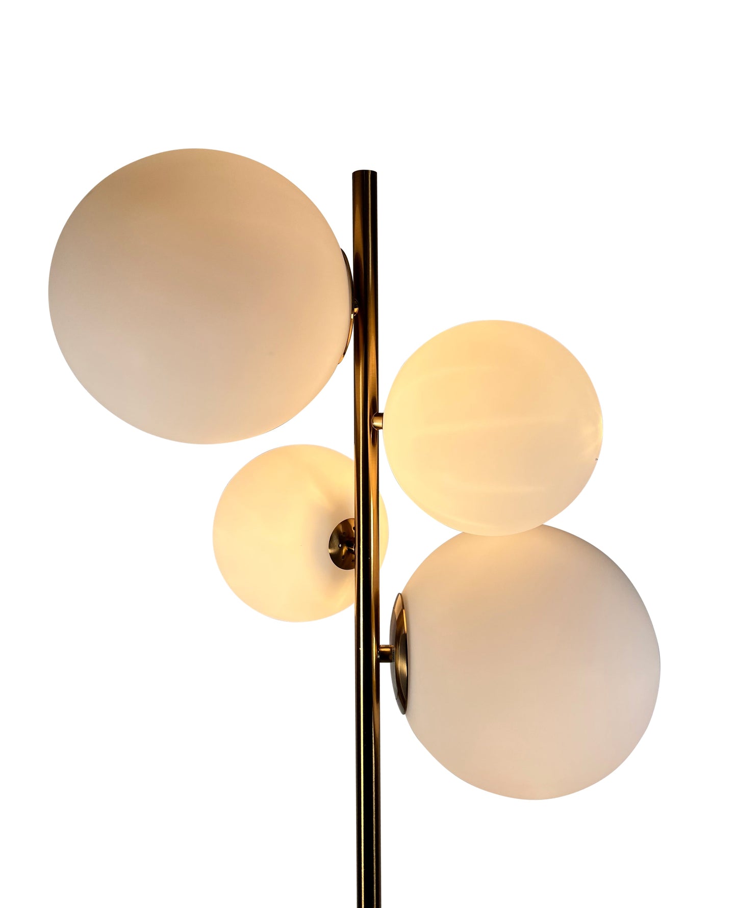 EQ Light Kinich 42" Satin Brass 4-Light Floor Lamp With White Globe Shade