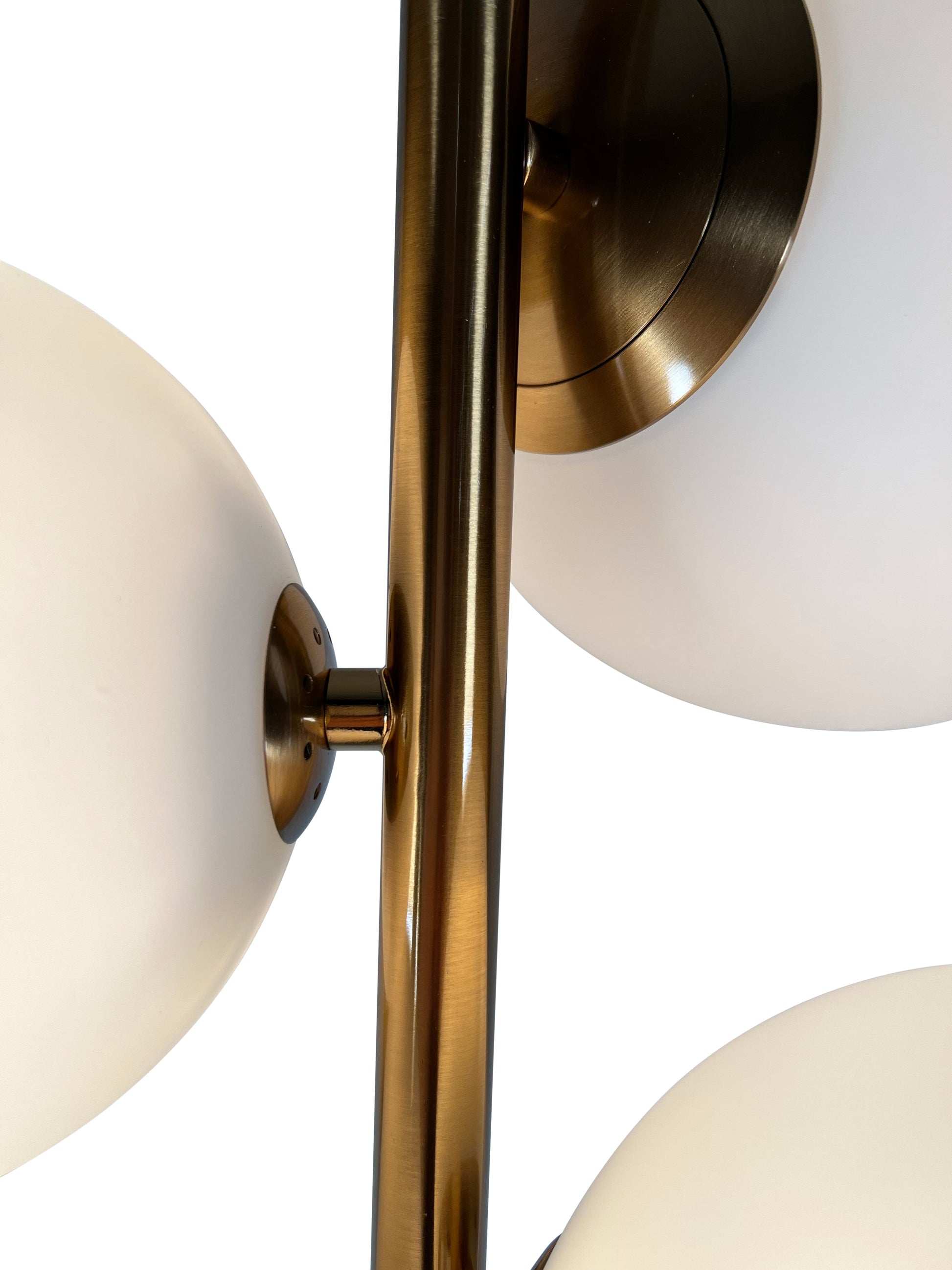 EQ Light Kinich 42" Satin Brass 4-Light Floor Lamp With White Globe Shade