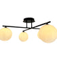 EQ Light Kinich 9" Black 4-Light Semi Flush Mount With White Glass Globes