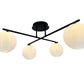 EQ Light Kinich 9" Black 4-Light Semi Flush Mount With White Glass Globes