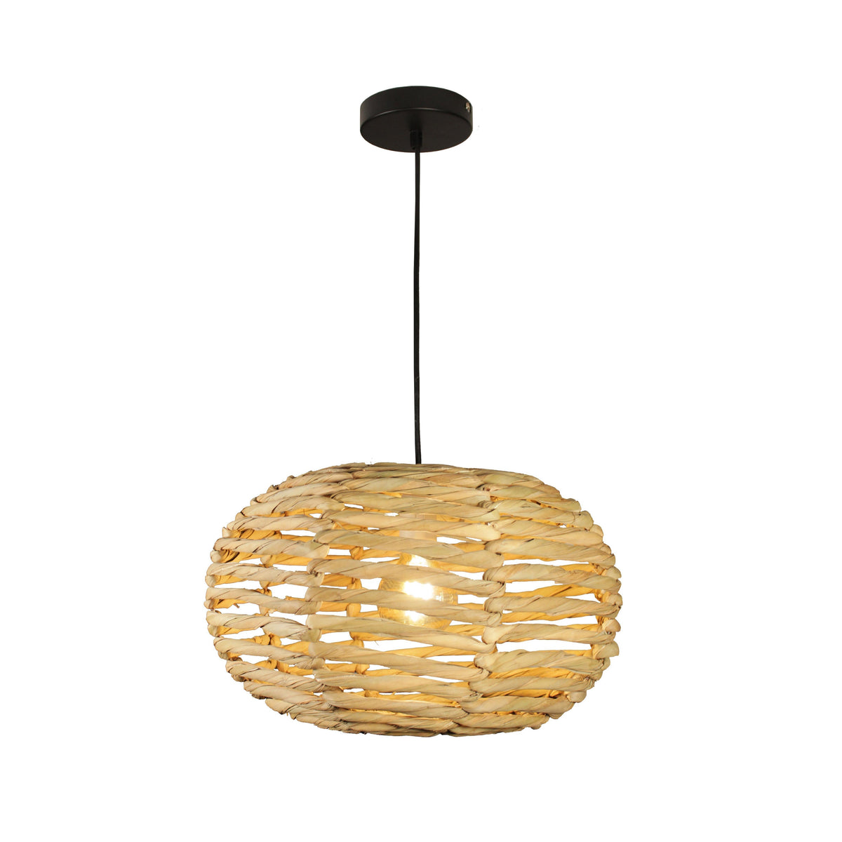 EQ Light Maria 15" Beige Oval Pendant Light