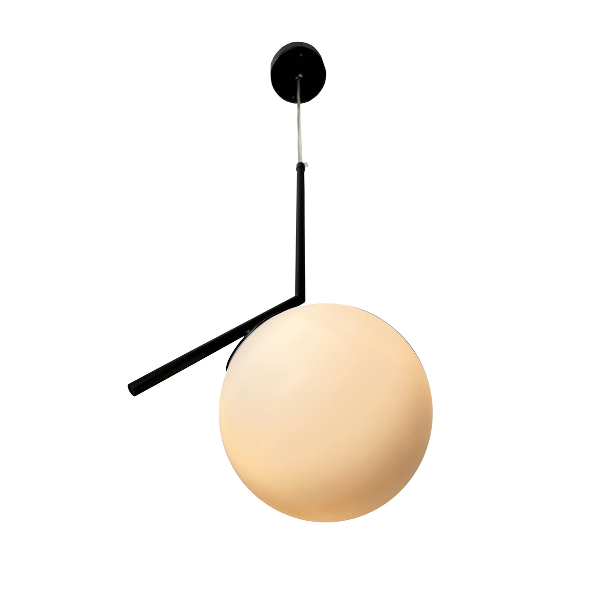 EQ Light Mid Century 11" Black Pendant Light With White Globe Shade
