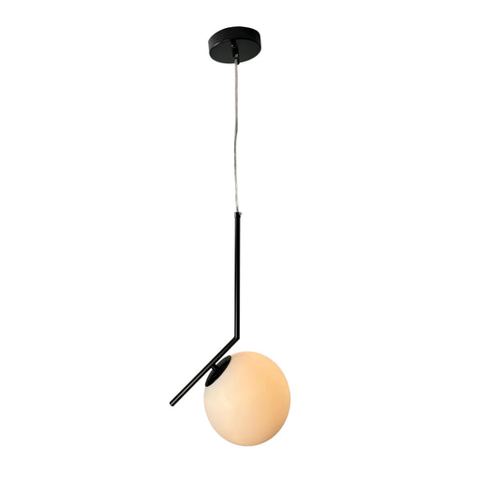 EQ Light Mid Century 11" Black Pendant Light With White Globe Shade