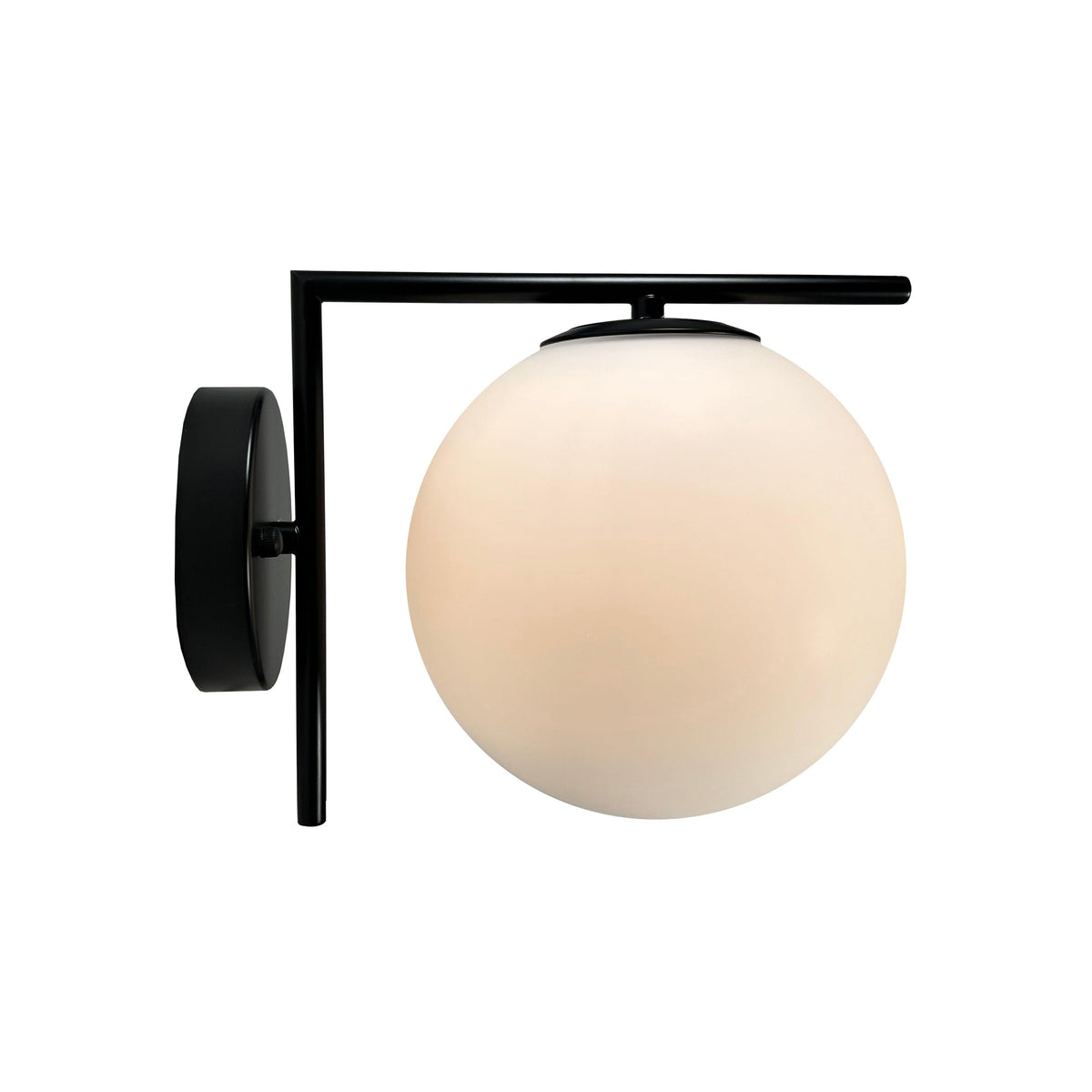 EQ Light Mid Century 11" Black Wall Sconce With White Globe Shade