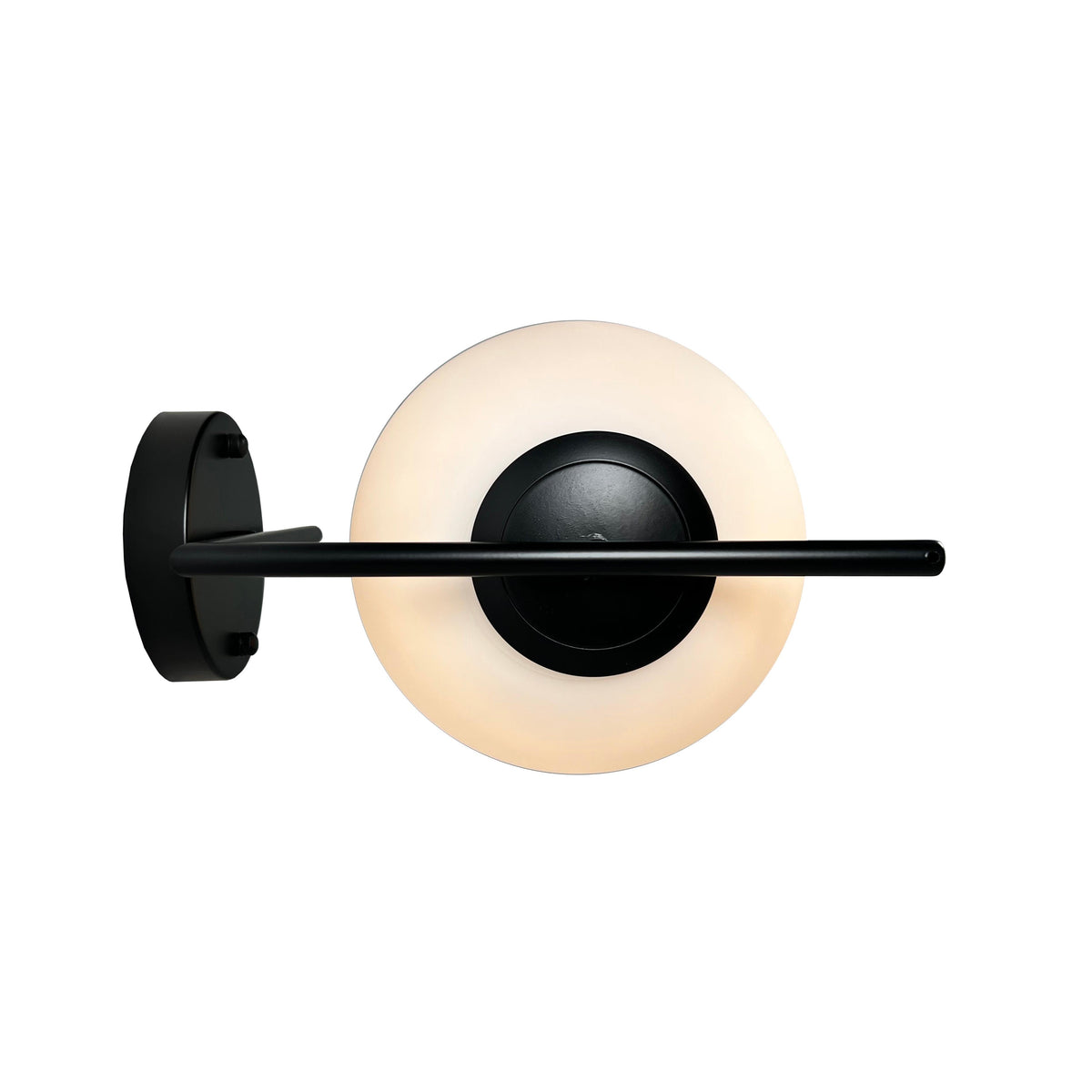 EQ Light Mid Century 11" Black Wall Sconce With White Globe Shade