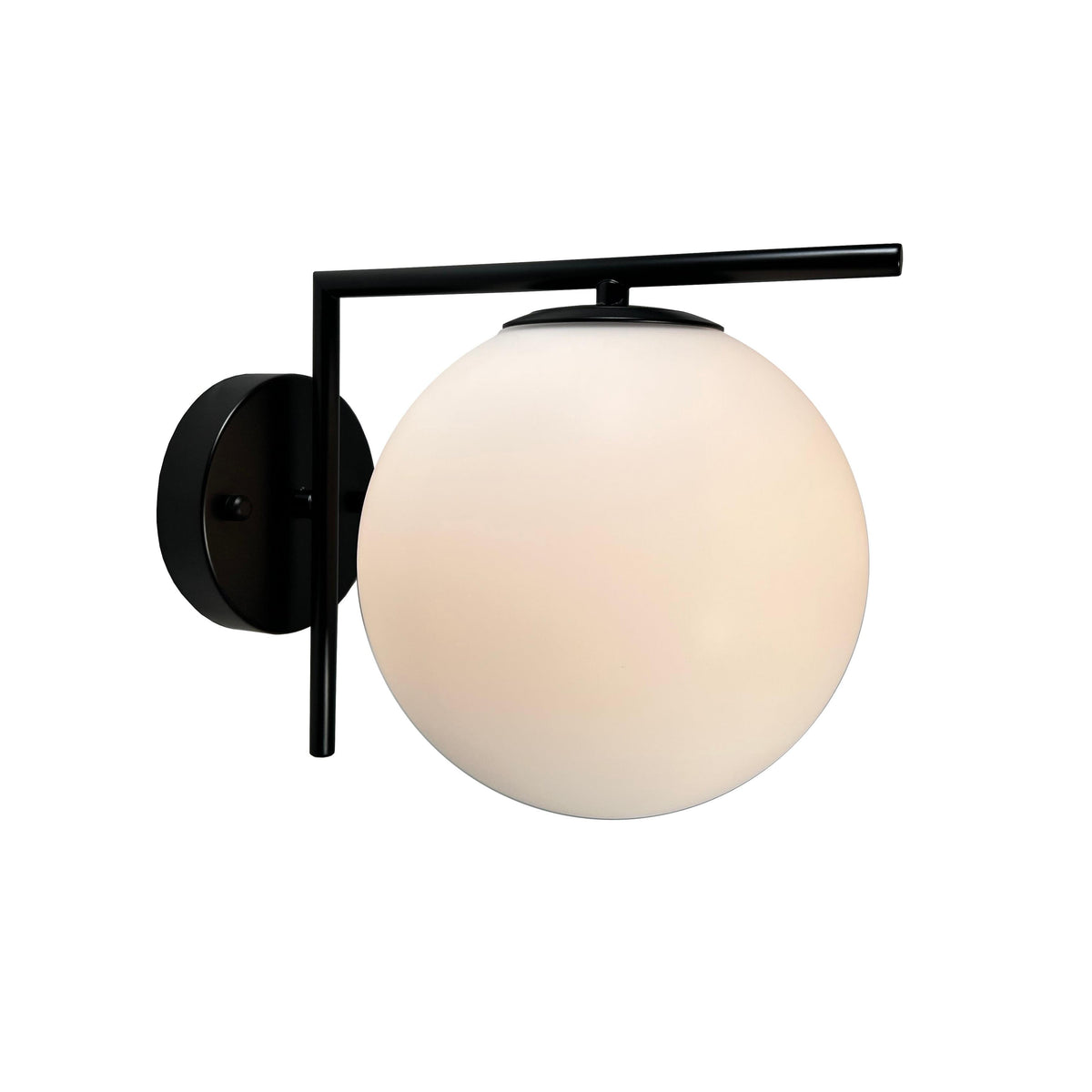 EQ Light Mid Century 11" Black Wall Sconce With White Globe Shade