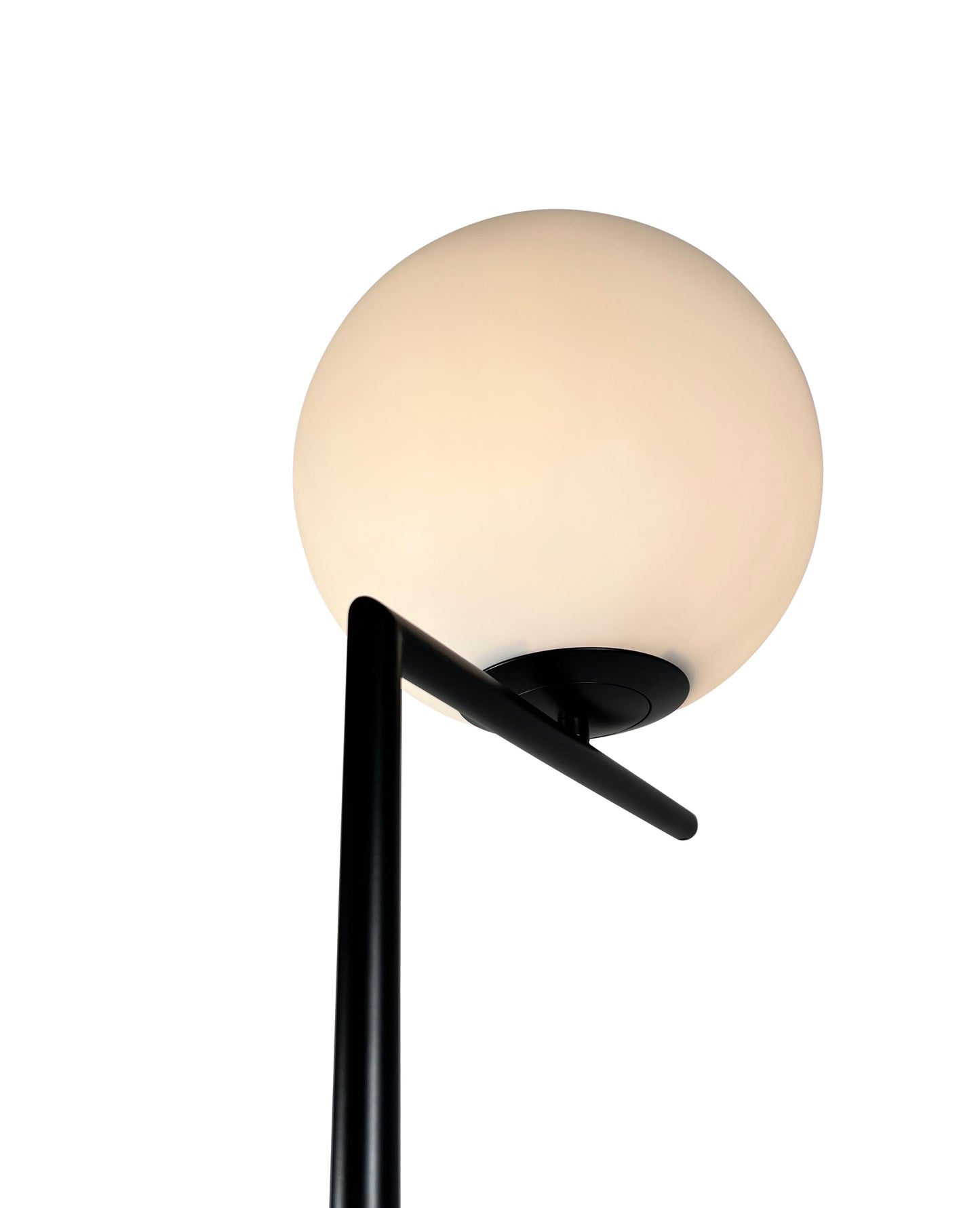 EQ Light Mid Century 57" Black Floor Lamp With White Globe Glass Shade