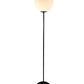 EQ Light Mid Century 57" Black Floor Lamp With White Globe Glass Shade