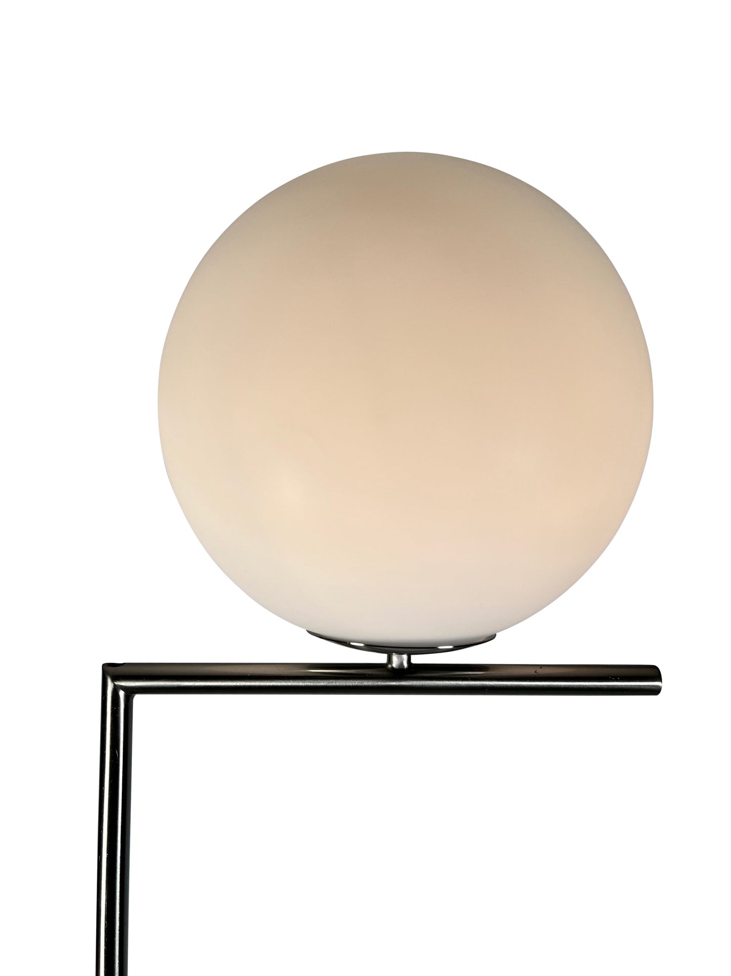 EQ Light Mid Century 57" Satin Nickel Floor Lamp With White Globe Glass Shade