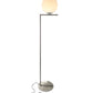 EQ Light Mid Century 57" Satin Nickel Floor Lamp With White Globe Glass Shade