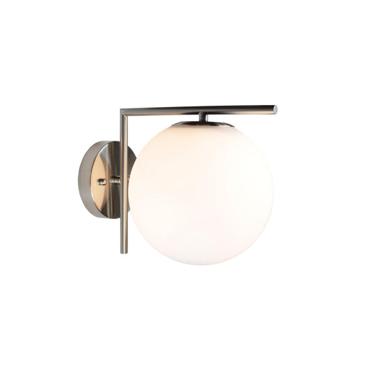 EQ Light Modern 8" Satin Brass Globe Armed Wall Sconce