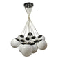 EQ Light Multi Pendant 34" Black & Brass 13-Light Chandelier With White Globe Cloud Shades