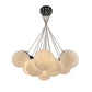 EQ Light Multi Pendant 34" Black & Brass 13-Light Chandelier With White Globe Cloud Shades
