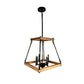 EQ Light Noil 17" Black & Wood 4-Light Chandelier
