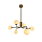 EQ Light Ootzil 14" Satin Brass 6-Light Chandelier With White Glass Globes