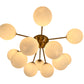 EQ Light Ootzil 19" Satin Brass 12-Light Semi Flush Mount With White Glass Globes