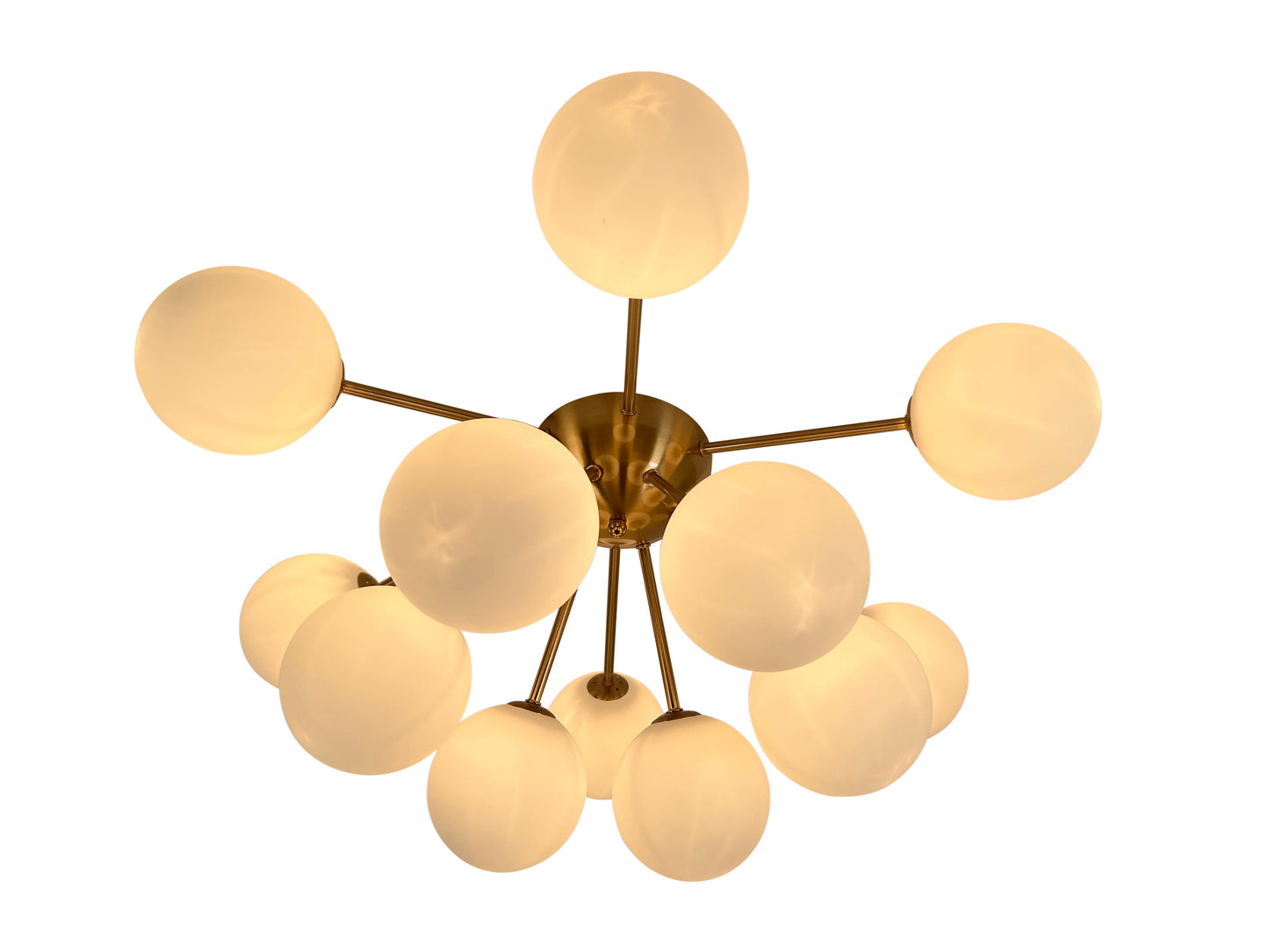 EQ Light Ootzil 19" Satin Brass 12-Light Semi Flush Mount With White Glass Globes