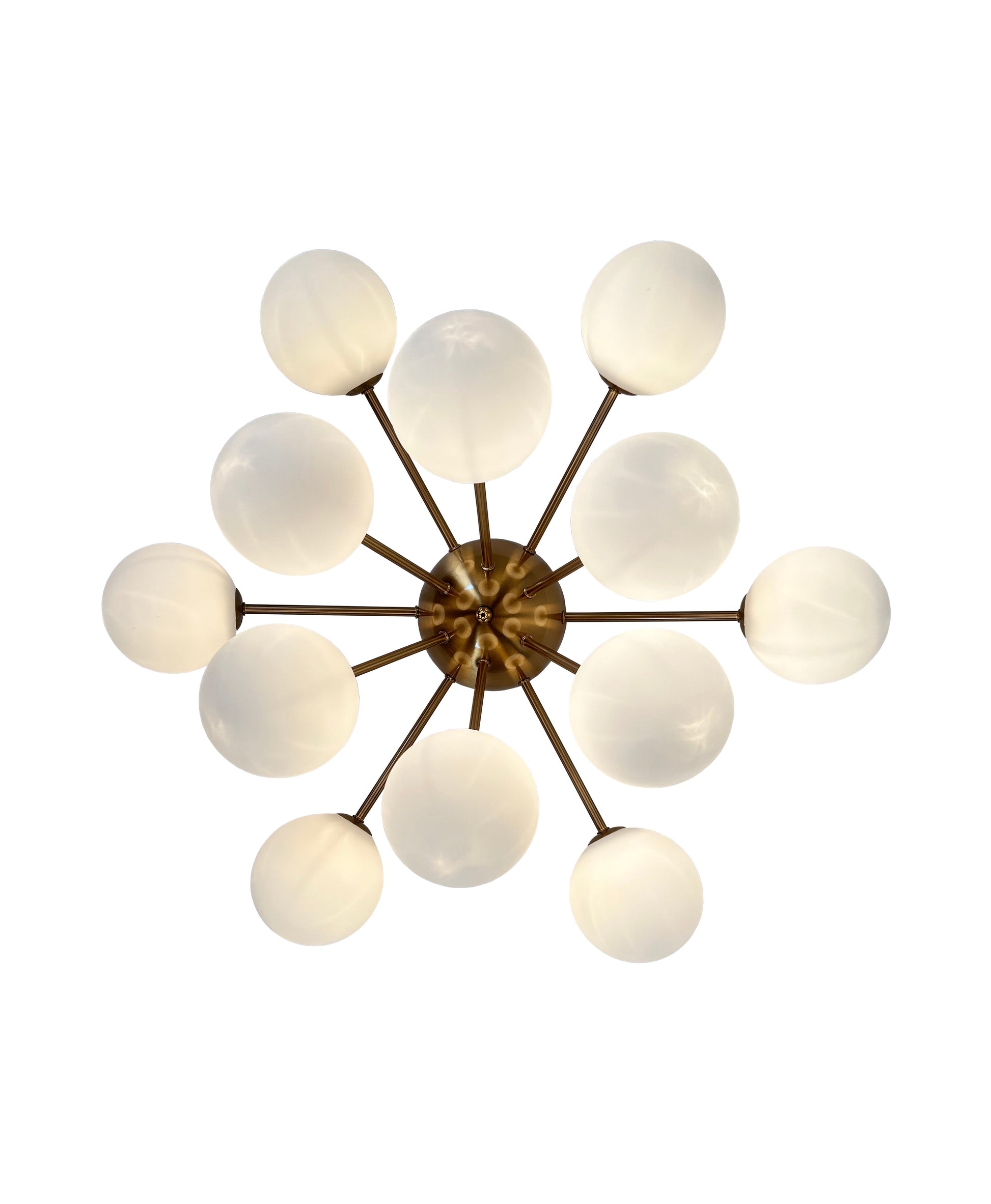 EQ Light Ootzil 19" Satin Brass 12-Light Semi Flush Mount With White Glass Globes