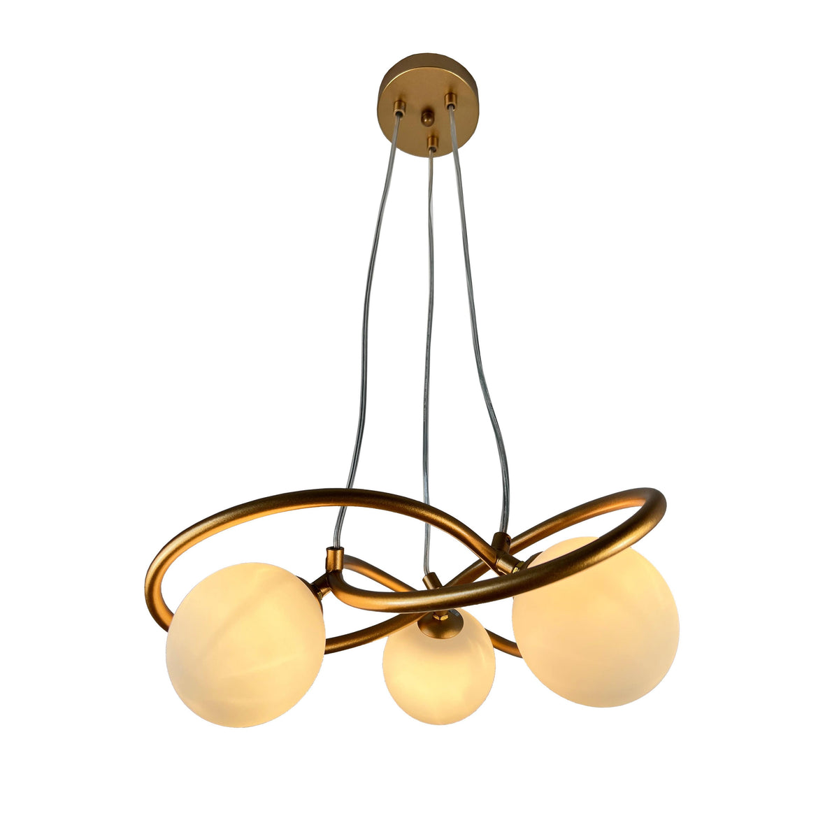 EQ Light Xaman 23" Satin Brass 3-Light Geometric Chandelier