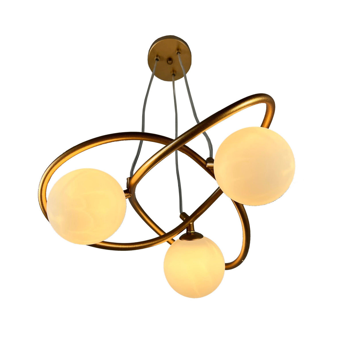EQ Light Xaman 23" Satin Brass 3-Light Geometric Chandelier