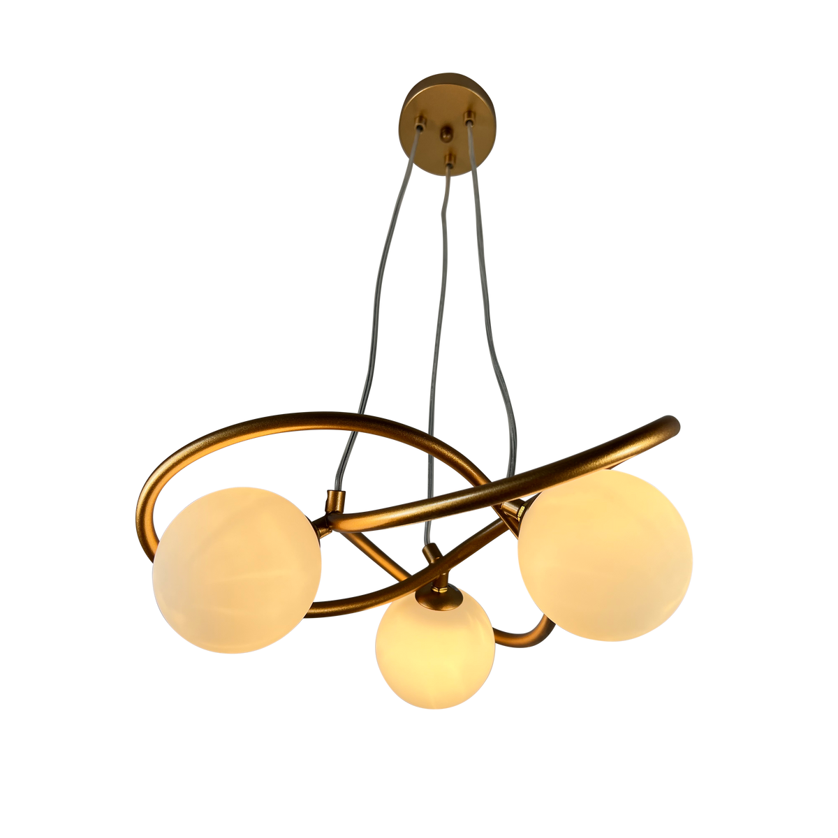 EQ Light Xaman 23" Satin Brass 3-Light Geometric Chandelier