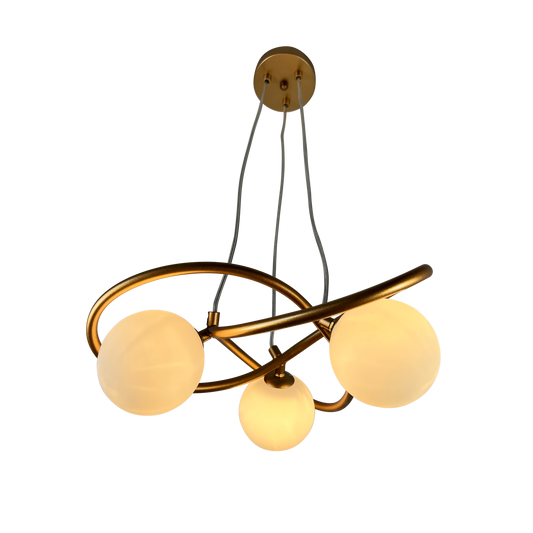EQ Light Xaman 23" Satin Brass 3-Light Geometric Chandelier