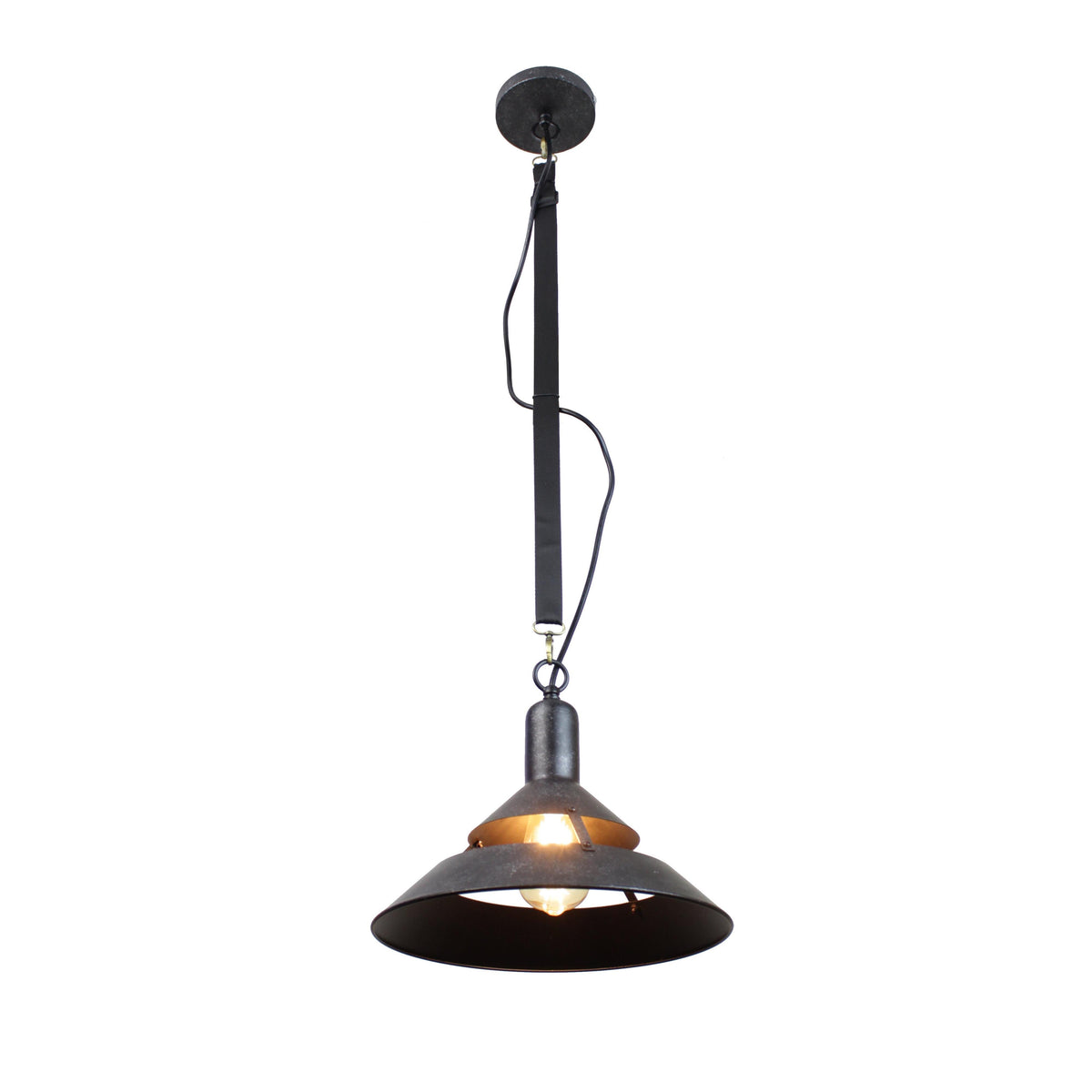 EQ Light Yalit 12" Black Cone Pendant Light