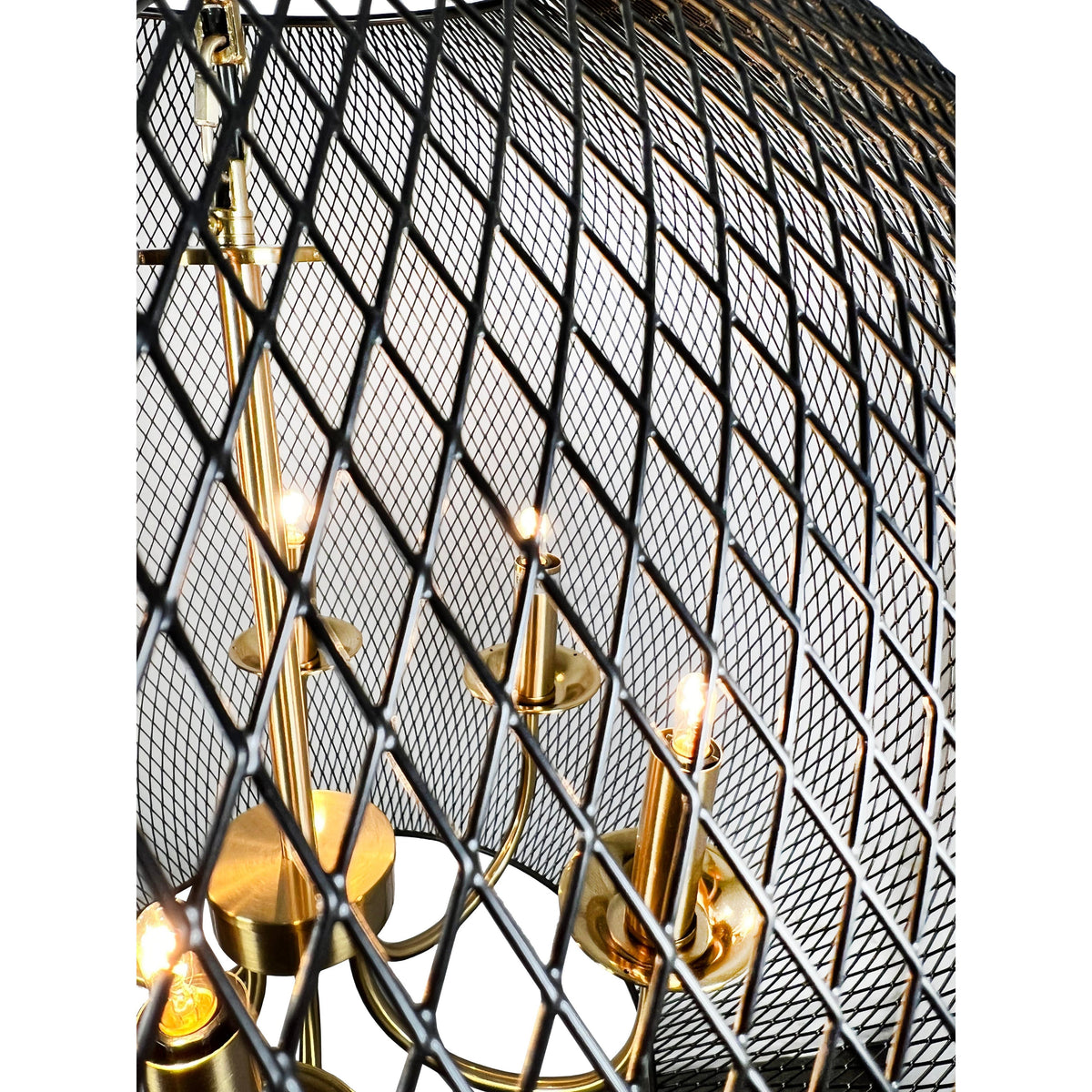 EQ Light Yamil 25" Satin Brass 6-Light Chandelier With Black Basket Shade
