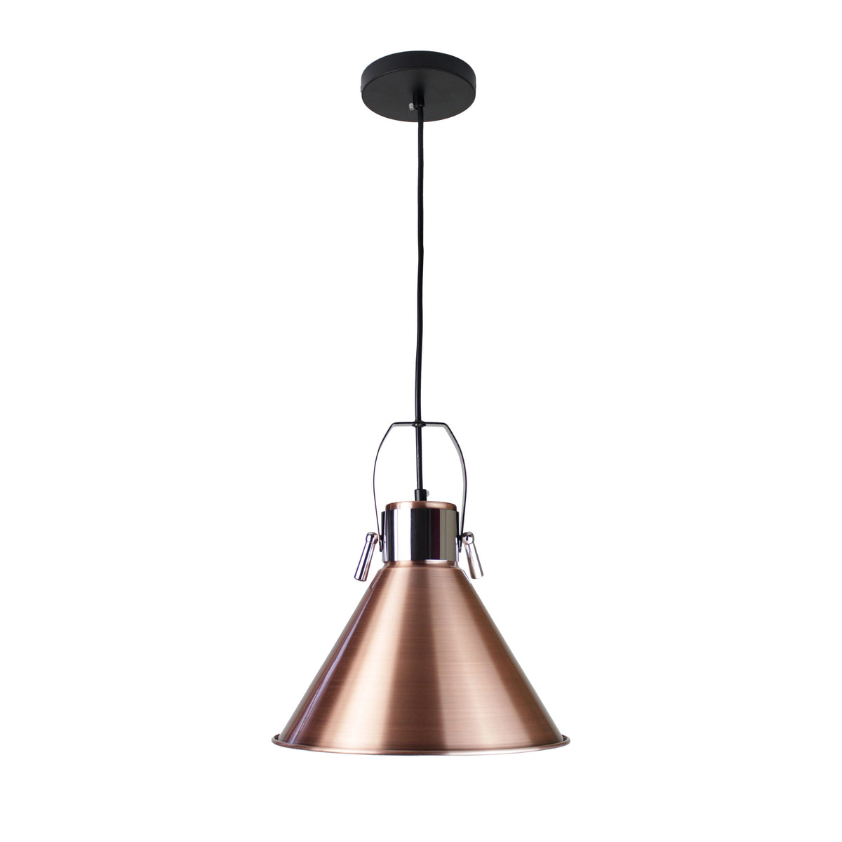 EQ Light Yatzil 11" Bronze Cone Pendant Light With Chrome Elements