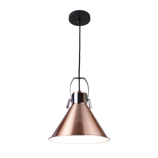 EQ Light Yatzil 11" Bronze Cone Pendant Light With Chrome Elements