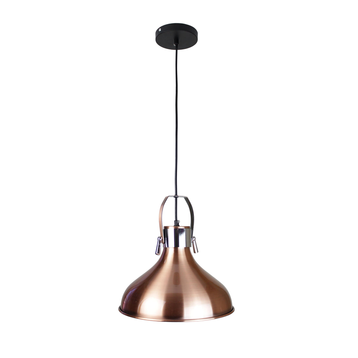 EQ Light Yatzil 12" Bronze Bell Pendant Light With Chrome Elements