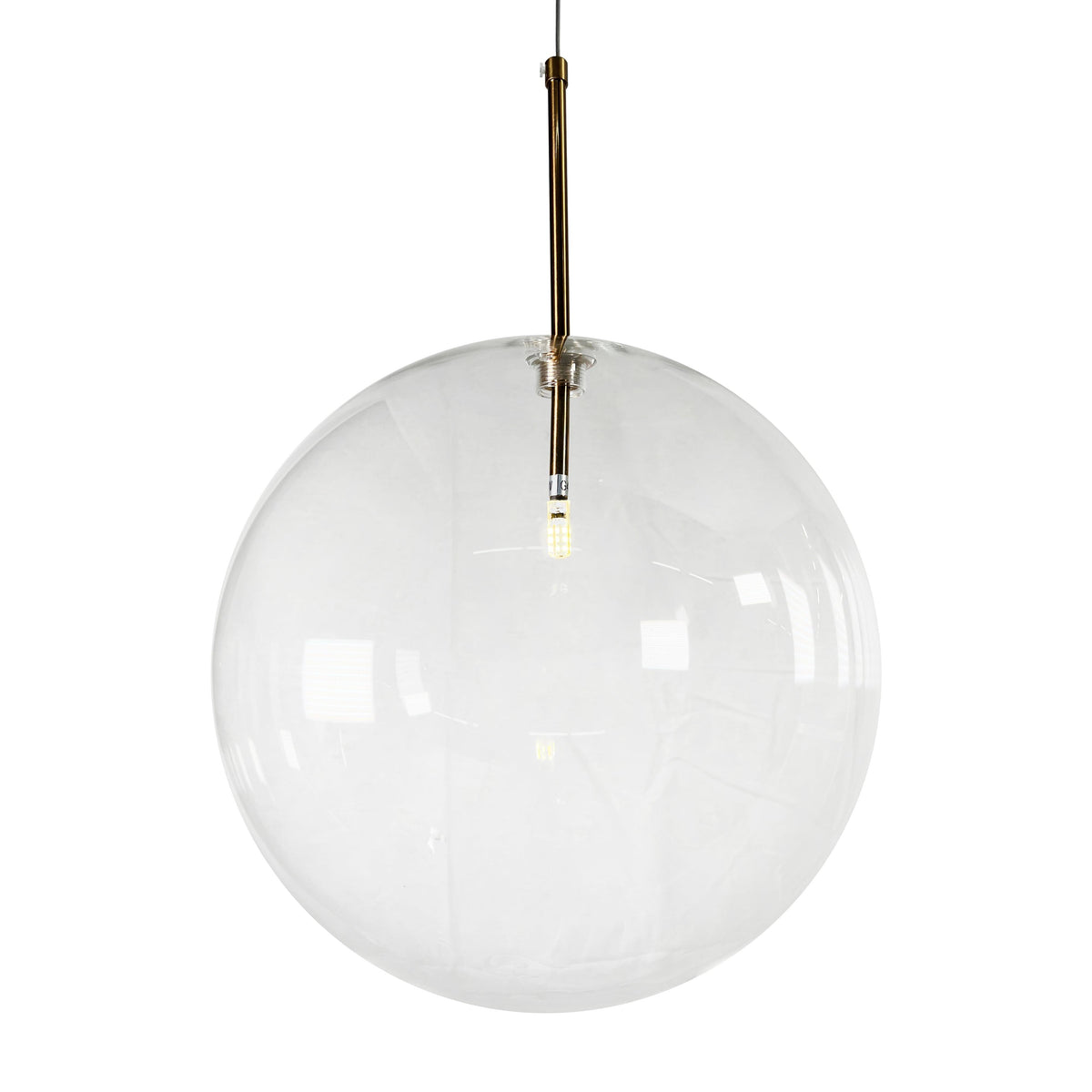 EQ Light Yumil 11" Satin Brass Pendant Light With Clear Globe Glass Shade