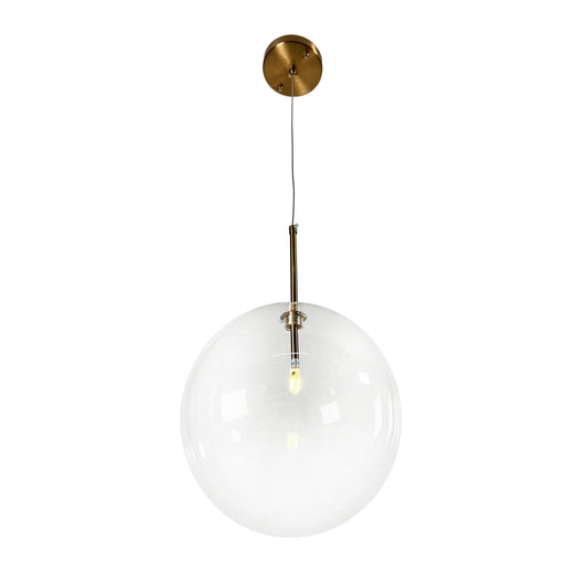 EQ Light Yumil 15" Satin Brass Pendant Light With Clear Globe Glass Shade