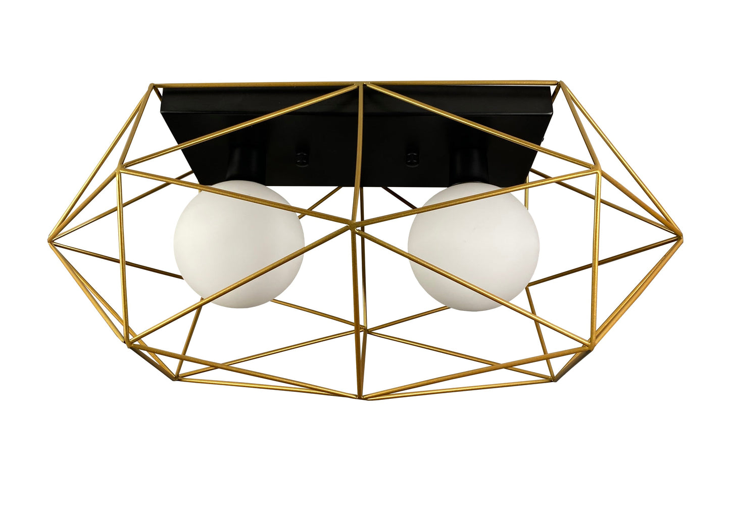 EQ Light Yumil Modern 19" Black & Gold 2-Light Geometric Semi Flush Mount