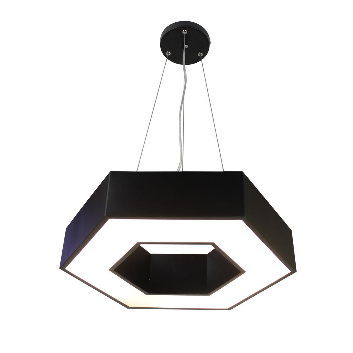 EQ Light Zazil 16" Black Hexagonal Pendant Light