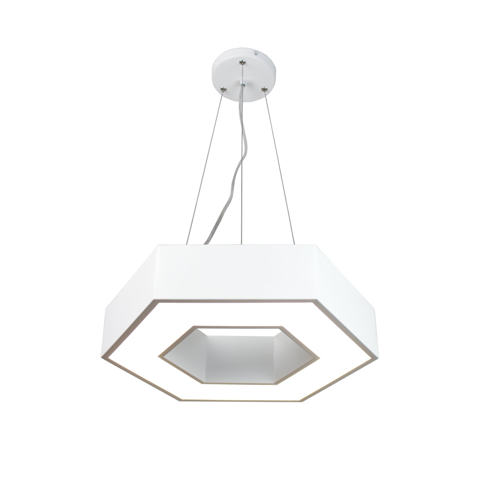 EQ Light Zazil 16" White Hexagonal Pendant Light