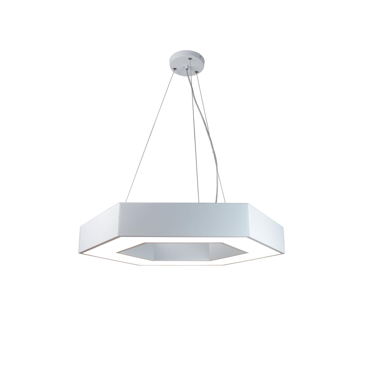 EQ Light Zazil 24" White Hexagonal Pendant Light