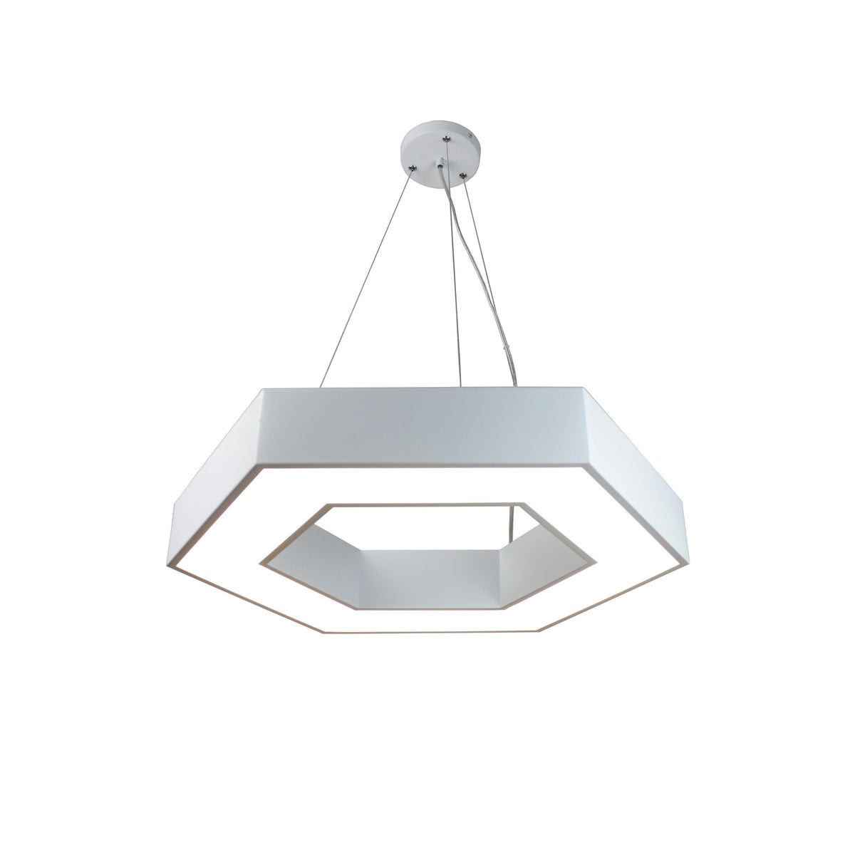 EQ Light Zazil 24" White Hexagonal Pendant Light