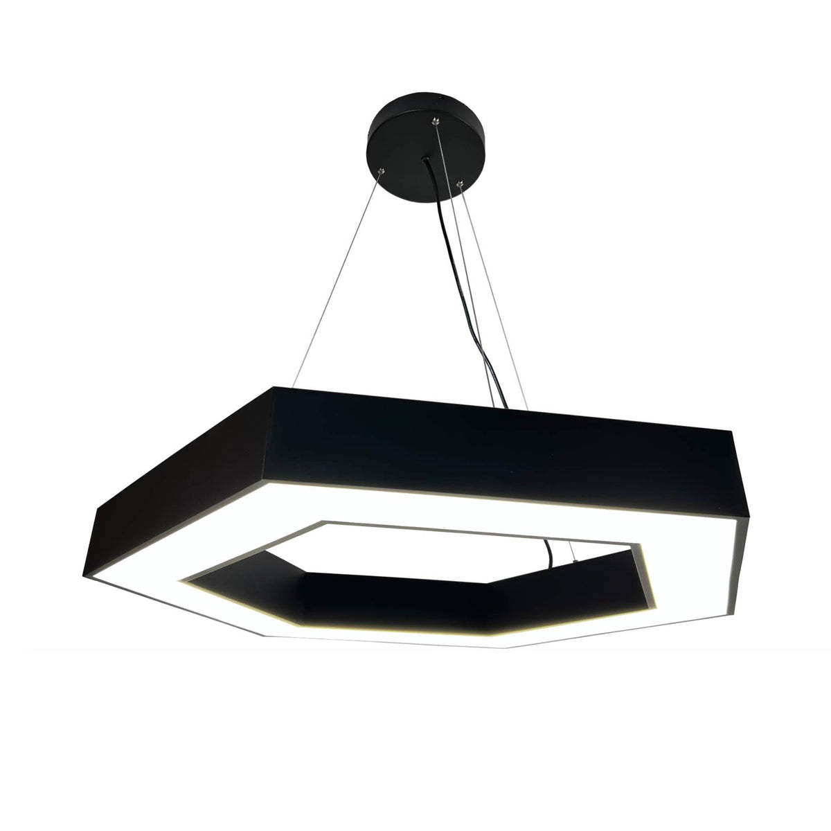 EQ Light Zazil 31" Black 66-Watt Integrated LED Hexagonal Pendant