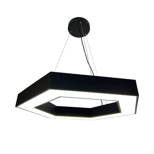 EQ Light Zazil 31" Black 66-Watt Integrated LED Hexagonal Pendant