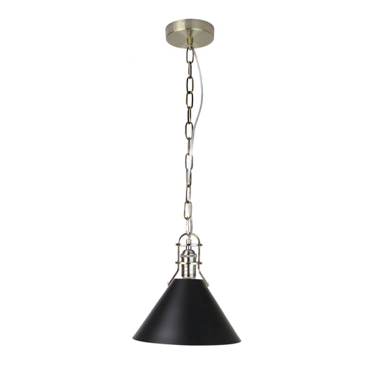 EQ Light Zulia 10" Black & Brass Cone Pendant Light