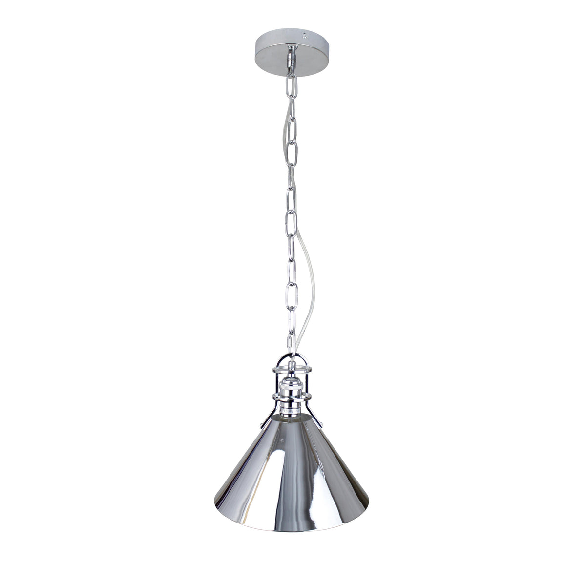 EQ Light Zulia 10" Chrome Cone Pendant Light
