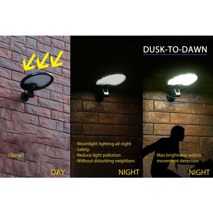 Eleding Solar Powered Integrated LED Mini UFO Flood Light, Epir Motion Activation With Dusk to Dawn All Night Illumination