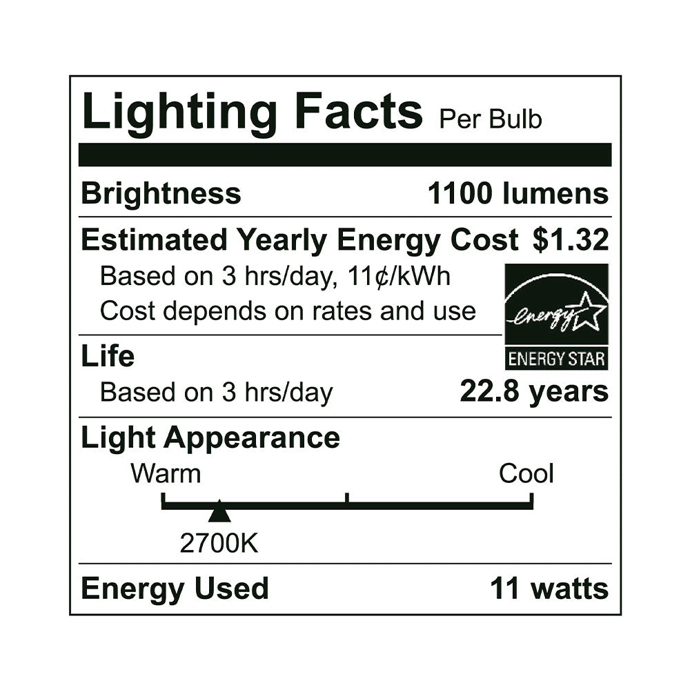 Euri Lighting 11W Dimmable Omni-Directional 2700K LED 2-Piece Light Bulb Value Pack