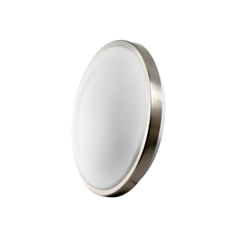 Euri Lighting 12" x 3" Dimmable Brushed Nickel Bezel Ceiling Light With Alabaster Glass Lens